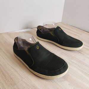 OluKai Nohea Mesh Slip On Boat Shoes in Brown Green Men’s Size 9